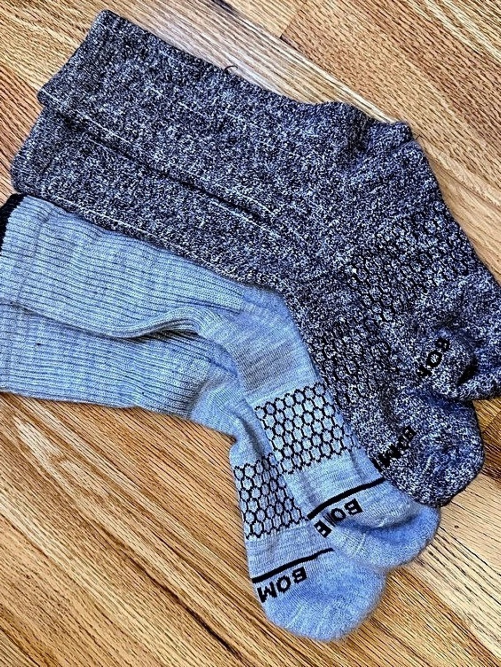 Bombas Calf Socks Bundle Geometric Gray & Blue Medium